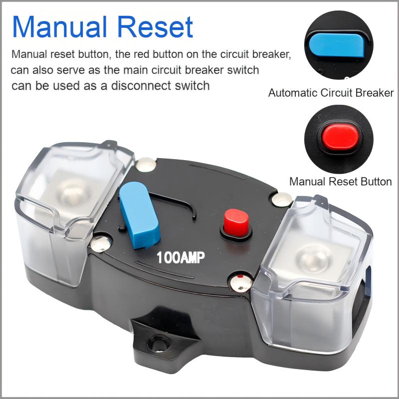 Car Audio 100A Resettable Circuit Breaker – Heavy-Duty Overcurrent Protection for Automotive Sound Systems