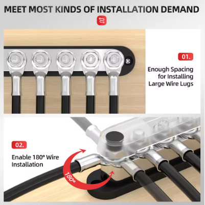 300A 6 Way Heavy Duty Copper Positive/Ground Bus Bar for Truck RV Power Distribution