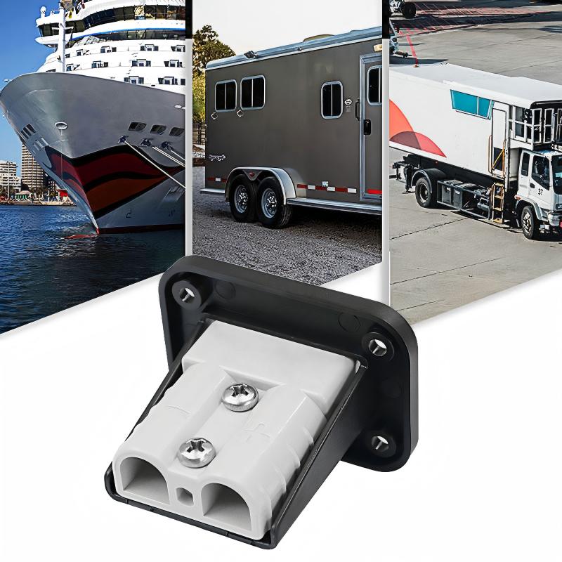 2-Pole Battery Power Distribution Connector (with Mounting Base) – Compact Electrical Wiring Hub