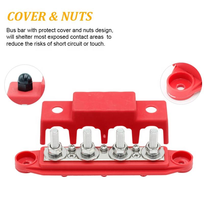 4 Stud Bus Bar – Heavy-Duty Waterproof Power Distribution Block for Automotive, Marine & Off-Grid Systems