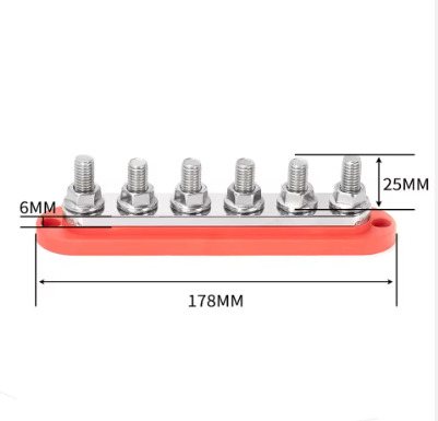 300A 6 Way Heavy Duty Copper Positive/Ground Bus Bar for Truck RV Power Distribution