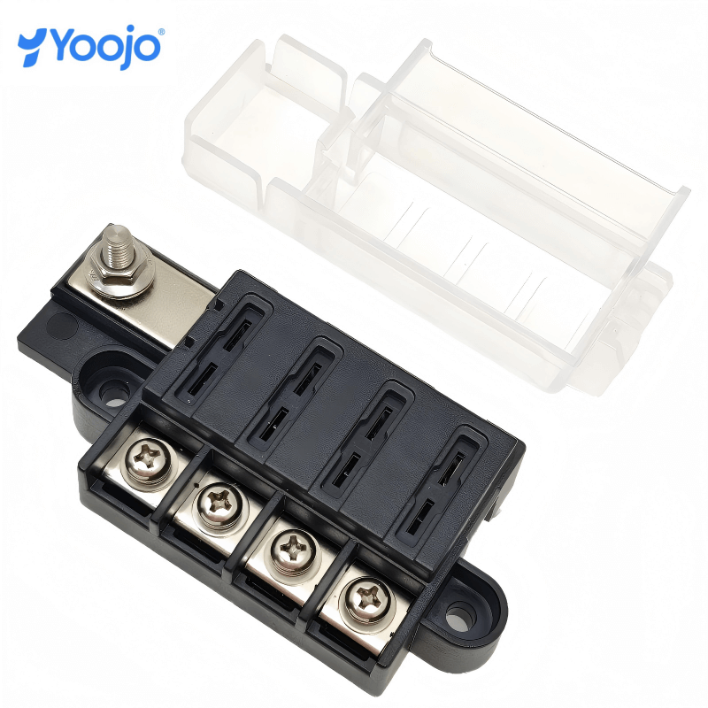 12-32V 100A Waterproof 4 Way Blade Fuse Block With Cover Automotive Ignition Protected