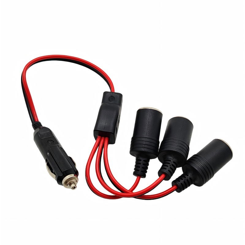12V 3-Port Car Cigarette Lighter Splitter – Vehicle Power Expansion Cable