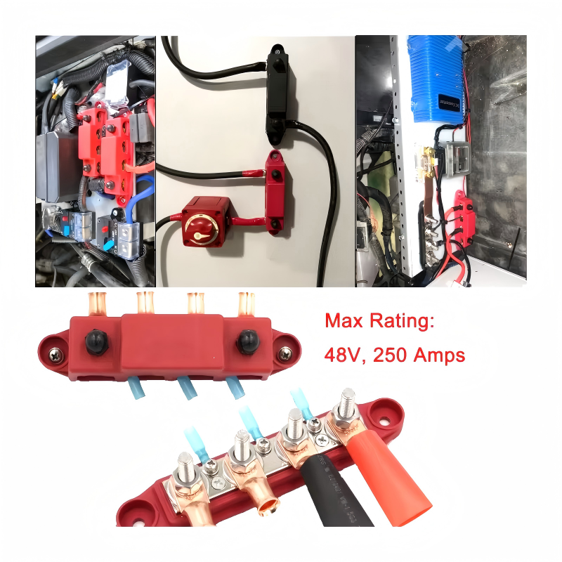 4 Stud Bus Bar – Heavy-Duty Waterproof Power Distribution Block for Automotive, Marine & Off-Grid Systems