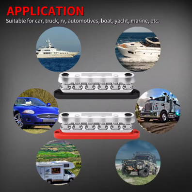 300A 6 Way Heavy Duty Copper Positive/Ground Bus Bar for Truck RV Power Distribution