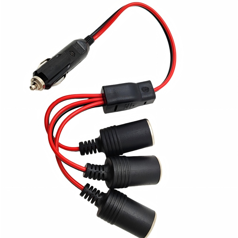 12V 3-Port Car Cigarette Lighter Splitter – Vehicle Power Expansion Cable