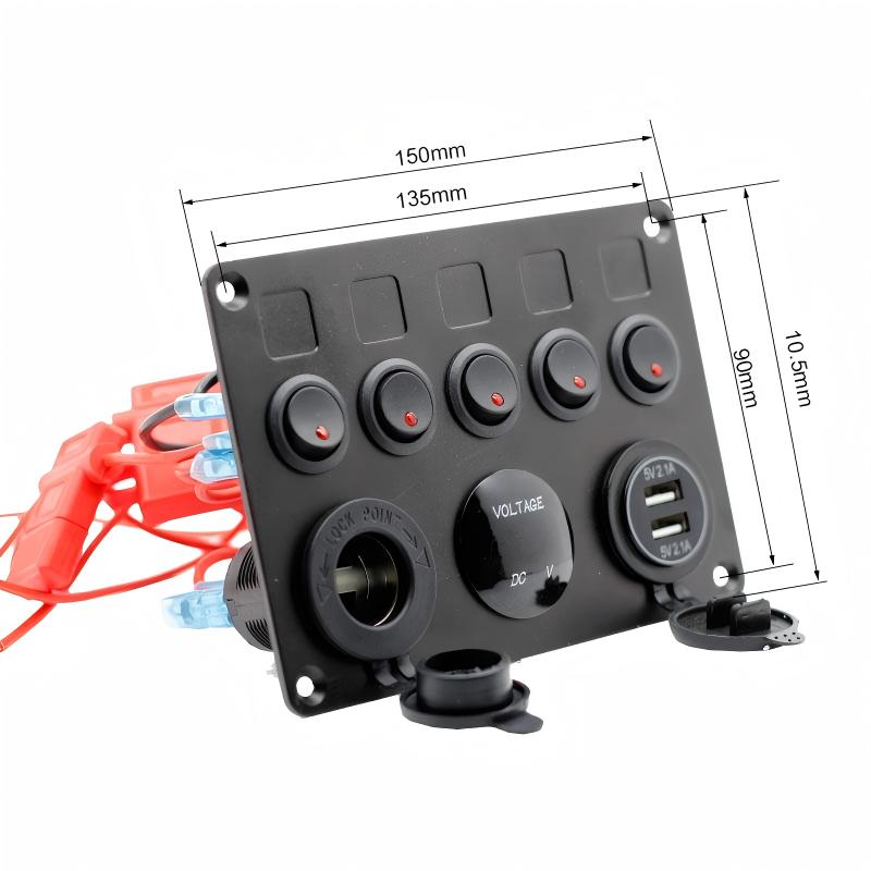 12V Multi-Function Switch & Power Panel – All-In-One Marine/RV Control Hub
