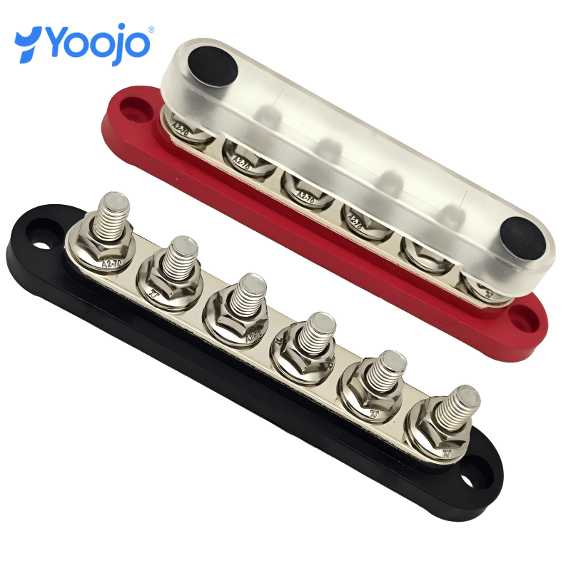 300A 6 Way Heavy Duty Copper Positive/Ground Bus Bar for Truck RV Power Distribution