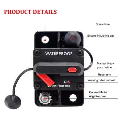 30A-300A 12-48VDC Inline Circuit Breaker Fuse Holder for Marine Boat Car Stereo